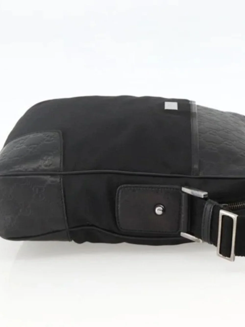 GUCCI GG Canvas Guccissima Shoulder Bag Leather Black Silver 162783 Auth bs34249
